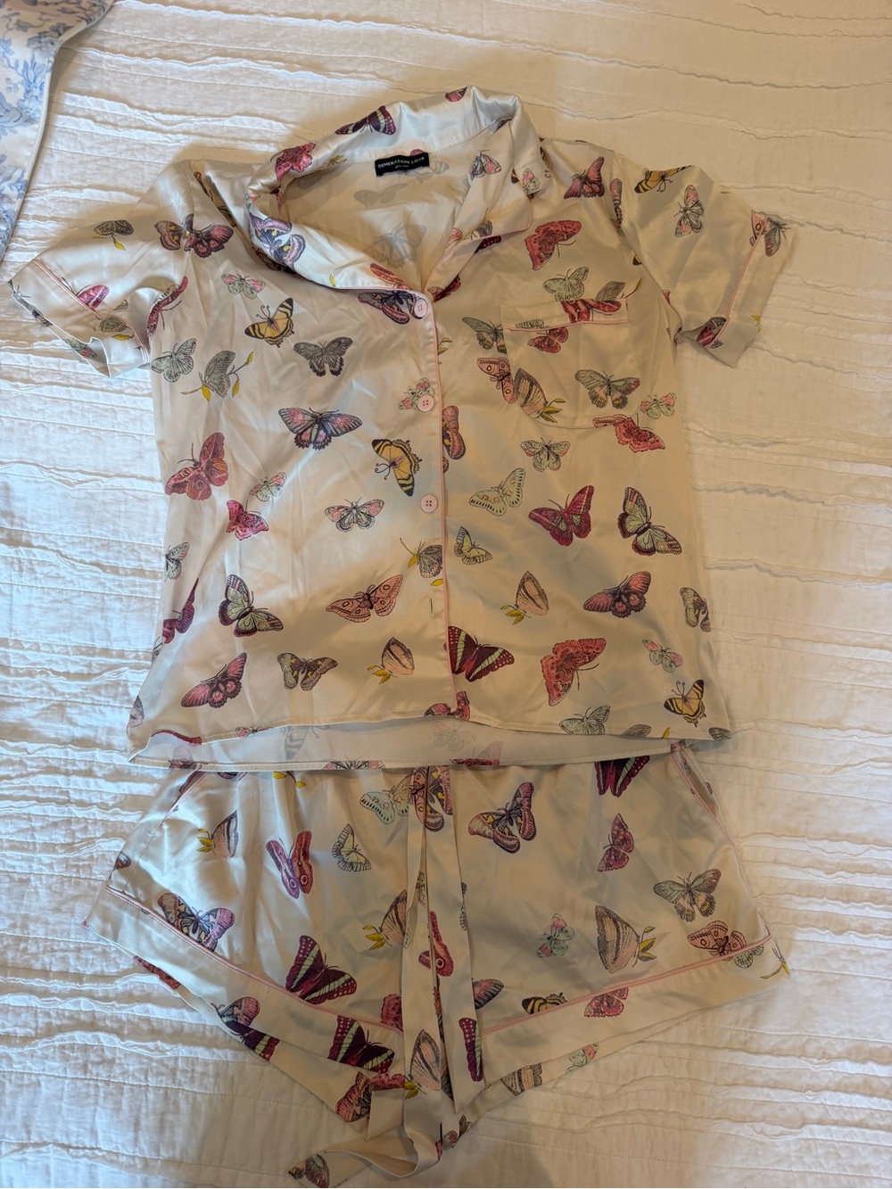 Generation Love Cream Butterfly Short Pajama Set